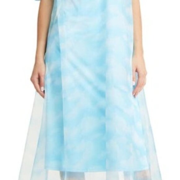 Blue Cloud Organza Puff Cap Sleeve Dress - Picture 6 of 6